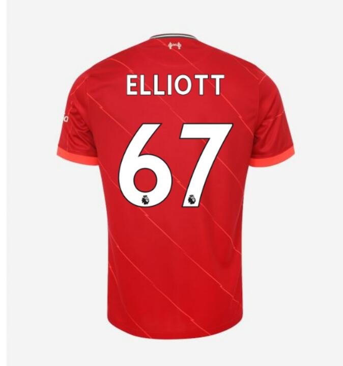 2021/22 Liverpool Home Kit Soccer Jersey with ELLIOTT 67 printing